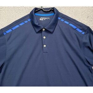 Nike Golf Dri-Fit Polo Shirt Mens Large Navy Swoosh Short Sleeve Athletic Rugby